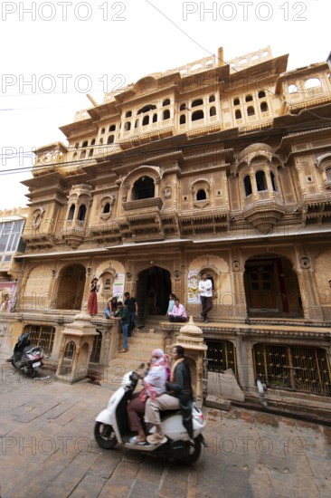 Nathmal Ki Haveli or merchant's house in the old town of Jaisalmer, Rajasthan, India