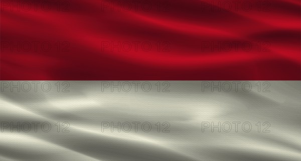 Indonesia flag with fabric texture. Realistic flag of Indonesia waving