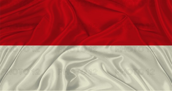 Flag of Indonesia with cloth texture. Close up of Indonesian flag waving