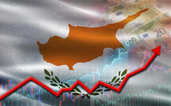Chipre economic growth on financial graph. Chipre financial growth on market graph