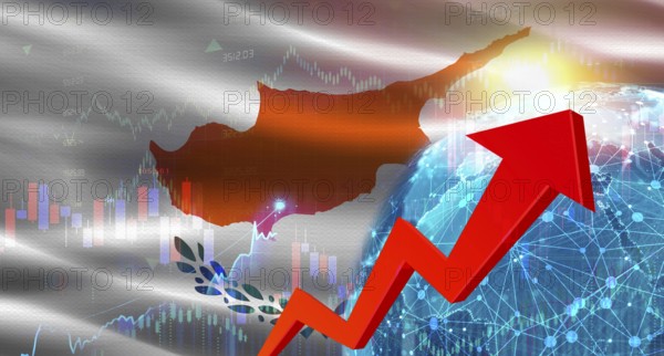 Global financial growth with Chipre flag. Financial growth with Chipre flag on economic background