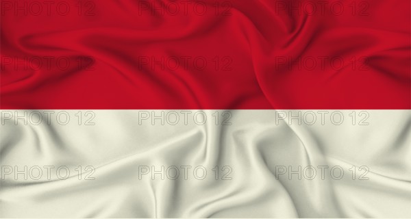 Realistic Indonesia flag waving. Close up of flag of Indonesia with cloth texture
