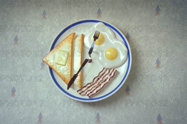 American Breakfast clock in a fast food restaurant, New Jersey USA