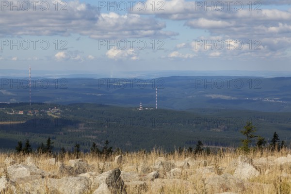 View from the summit of the Brocken towards Torfhaus, Harz, Saxony-Anhalt, Germany