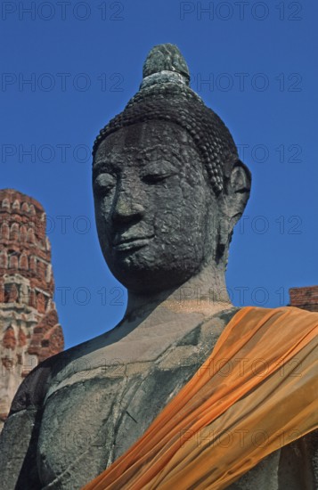 Buddha statue, Wat Mahatat, Ayutthaya, Thailand, December 2002, vintage, retro, old, historic