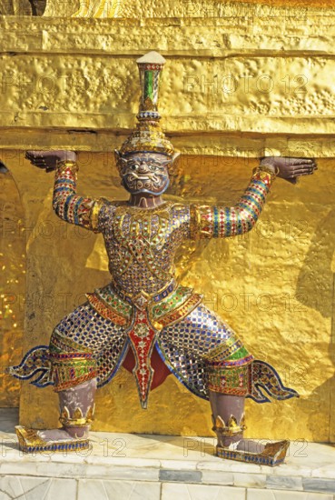 Mythical creature, statue at Wat Phra Kaeo, Bangkok, Thailand, December 2002, vintage, retro, old, historic