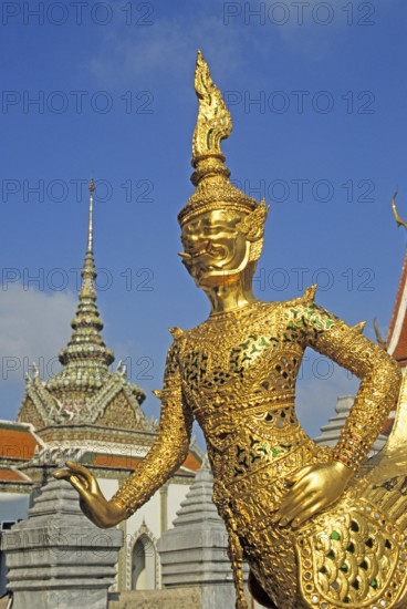 Chedi, mythical creature, statue at Wat Phra Kaeo, Bangkok, Thailand, December 2002, vintage, retro, old, historic