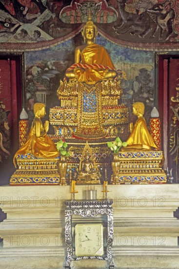 Seated Buddha at Wat Sakhet, Bangkok, Thailand, December 2002, vintage, retro, old, historic