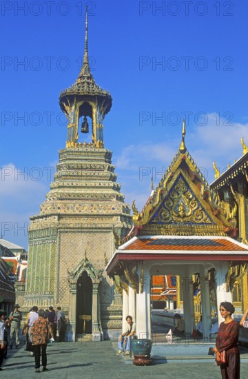 Grand Palace at Wat Phra Kaeo, Bangkok, Thailand, December 2002, vintage, retro, old, historic