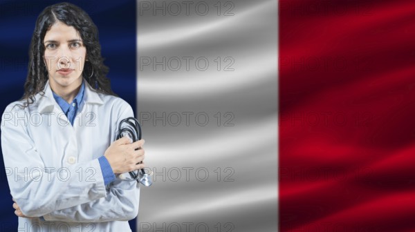 French national health system, Medical professional on France flag background