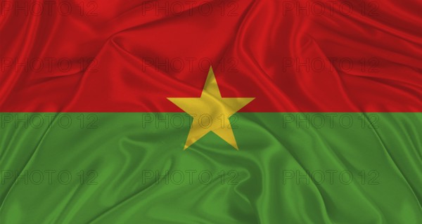 Burkinabe flag with fabric texture. Realistic flag of Burkina Faso waving, National flag