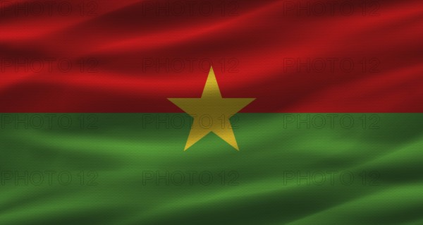 Burkinabé flag with fabric texture. Realistic flag of Burkina Faso waving