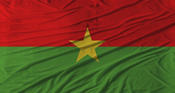 Burkina Faso flag waving. Flag of Burkina Faso with cloth texture