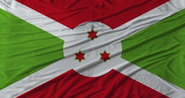 Burundi flag waving. Flag of Burundi with cloth texture