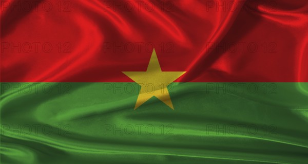 National flag of Burkina Faso with cloth texture. Burkina Faso flag with realistic texture background