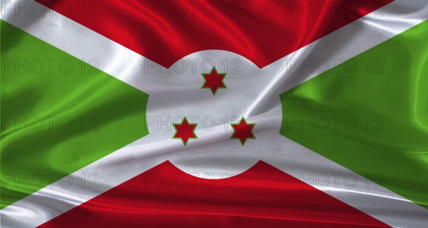 National flag of Burundi with cloth texture. Burundi flag with realistic texture background