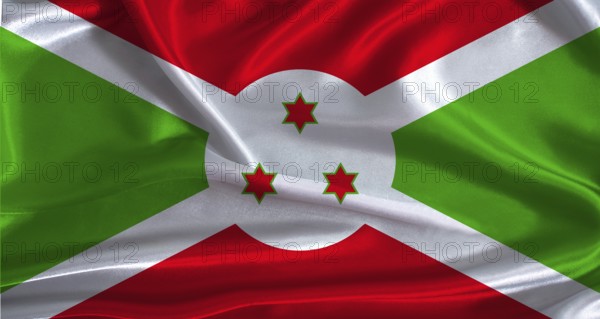 Burundi flag with cloth textured background. National flag of Burundi with realistic texture