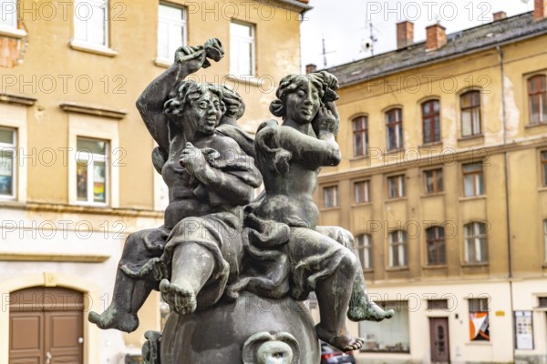 The Marktfrauenbrunnen in the old town of Zittau, Upper Lusatia, Saxony, Germany