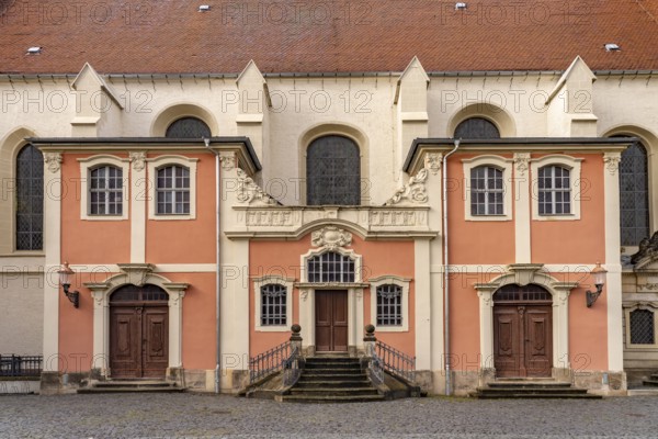 Portal of the monastery church of St. Peter and Paul in the old town of Zittau, Upper Lusatia, Saxony, Germany