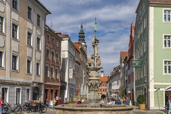 The Herold Fountain or George's Fountain in Görlitz, Upper Lusatia, Saxony, Germany