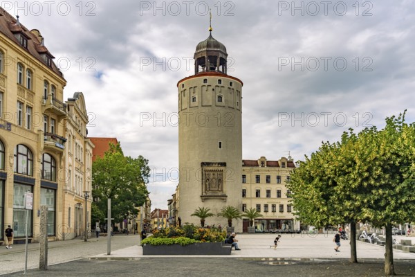 Marienplatz with Frauenturm or Dicker Turm in Görlitz, Upper Lusatia, Saxony, Germany