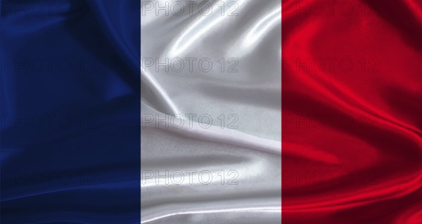 France flag with cloth textured background. National flag of France with realistic texture