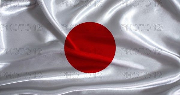 Japan flag with cloth textured background. National flag of Japan with realistic texture