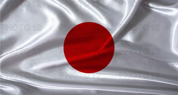 National flag of Japan with cloth texture. Japan flag with realistic texture background