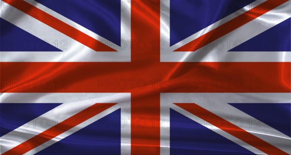 National flag of the United Kingdom with cloth texture. United Kingdom flag with realistic texture background