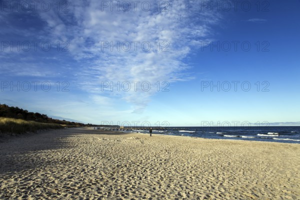 Beach and sea in Zingst, Fischland-Darß-Zingst, Western Pomerania Lagoon Area National Park, Mecklenburg-Western Pomerania, Germany