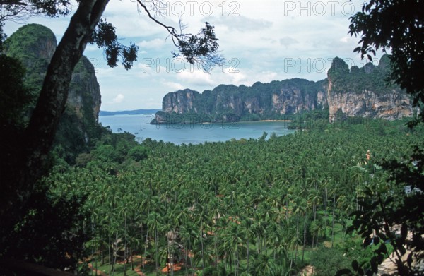 Mountains, sea, view of Railay from the viewpoint, two years in front of the tsunami, Krabi, Thailand, December 2002, vintage, retro, old, historic