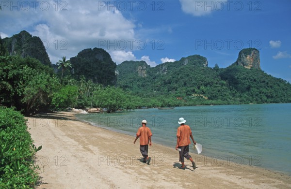 People, beach, Railay East, two years in front of the tsunami, Krabi, Thailand, December 2002, vintage, retro, old, historic