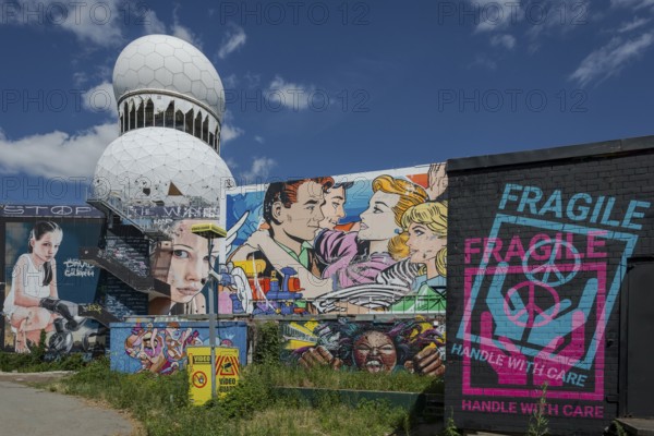 Graffiti on the former US eavesdropping facility on Teufelsberg in Grunewald, Berlin, Germany