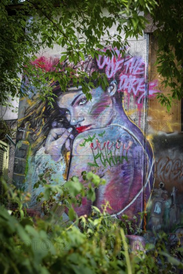 Graffiti on the former US eavesdropping facility on Teufelsberg in Grunewald, Berlin, Germany