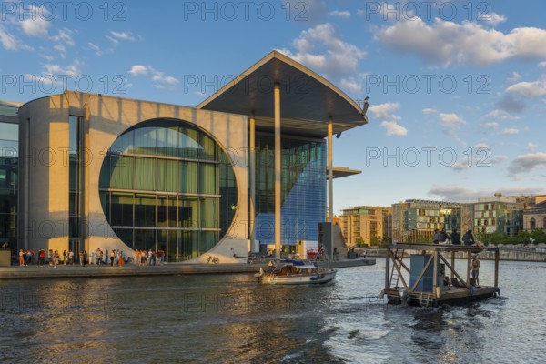 Marie-Elisabeth-Lüders-Haus in the evening light on the Spree in the government district, Berlin