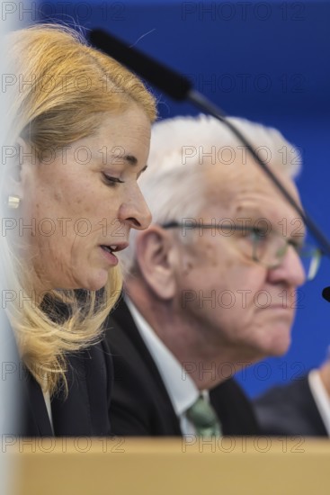 Special meeting of the Stuttgart 21 Steering Committee with DB CEO Evelyn Palla and Minister-President Winfried Kretschmann. The reason for the emergency meeting was the renewed delay in the opening date for the billion-dollar project. Stuttgart, Baden-Württemberg, Germany