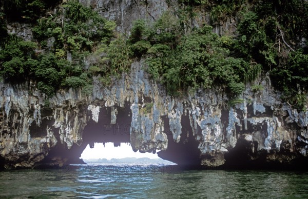 Limestone cliffs, Phangnga Bay, Ko Phuket, Thailand, December 2002, vintage, retro, old, historic