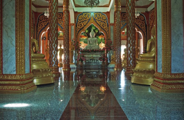 Buddha statue, Wat Chalong monastery, Ko Phuket, Thailand, December 2002, vintage, retro, old, historic