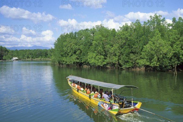 Sightseeing boat in Phangnga Bay near Ko Phuket, Thailand, December 2002, vintage, retro, old, historic