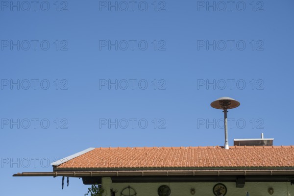 Siren on a house roof, warning the alarm in case of danger, Kreuth, Tegernsee Valley, Upper Bavaria, Bavaria, Germany