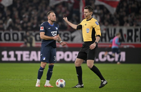 Referee Referee Daniel Siebert Gesture Gesture in conversation Discussion with Vladimir Coufal TSG 1899 Hoffenheim (34) MHPArena, MHP Arena Stuttgart, Baden-Württemberg, Germany