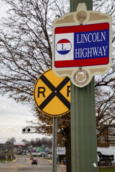 Canton, Ohio - A sign commemorates the Lincoln Highway, the first transcontinental highway which stretched more than 3, 000 miles from New York to San Francisco