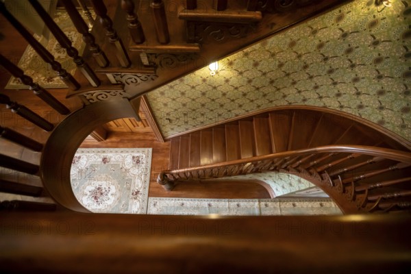 Canton, Ohio - A staircase at the Ida Saxton McKinley House at the First Ladies National Historic Site. First Lady Ida McKinley and her husband William McKinley lived her for many years