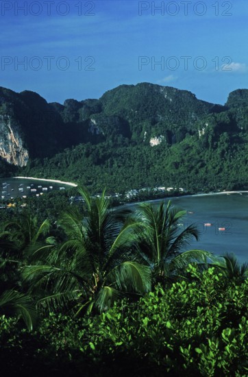 View of the island from the viewpoint one year in front of the tsunami, Ko Phi Phi Don, Thailand, December 2002, vintage, retro, old, historic