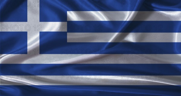 National flag of Greece with cloth texture. Greece flag with realistic texture background