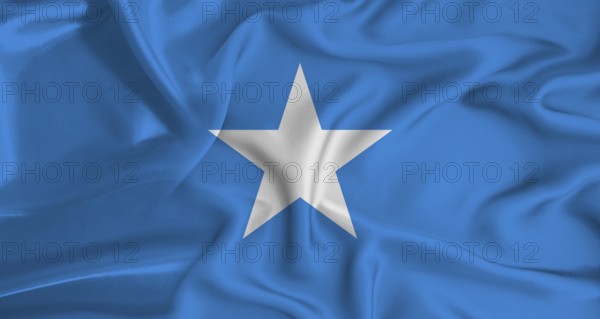 Realistic Somalia flag waving. Close up of flag of Somalia with cloth texture