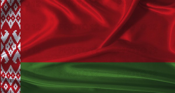 National flag of Belarus with cloth texture. Belarus flag with realistic texture background