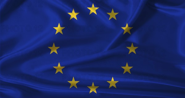 National flag of the European Union with cloth texture. European Union flag with realistic texture background