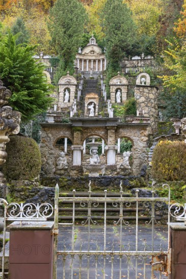 Privately created baroque garden, Paradiesweg, Egloffstein, Upper Franconia, Bavaria, Germany