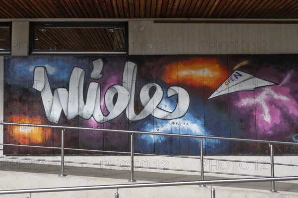 Graffiti at a youth meeting, Hersbruck, Middle Franconia, Bavaria, Germany